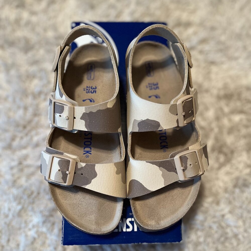 BIRKENSTOCK Milano "Desert Soil Gray/Taupe" Camo Size EU 35, Narrow Fit